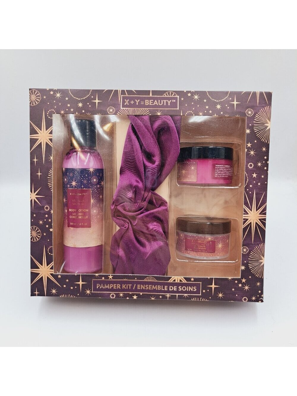 Bath & Body Beauty Vanilla Pamper Kit Lotion, Bath Salt, Body Soufflé, Headband